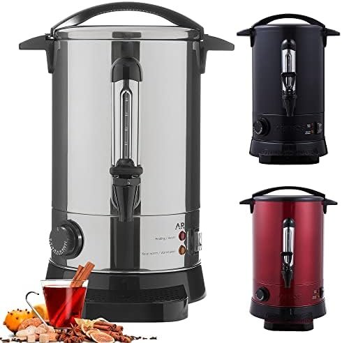 Arebos Distributeur de Boisson Chaudes 950W | Chaudière à eau 6,8L 30 Tasses | Marmite à Vin Chaud en Inox | Thé Café Soupe Dispositif de réchauffement |Thermostat | Réglage de la température 30-110°C